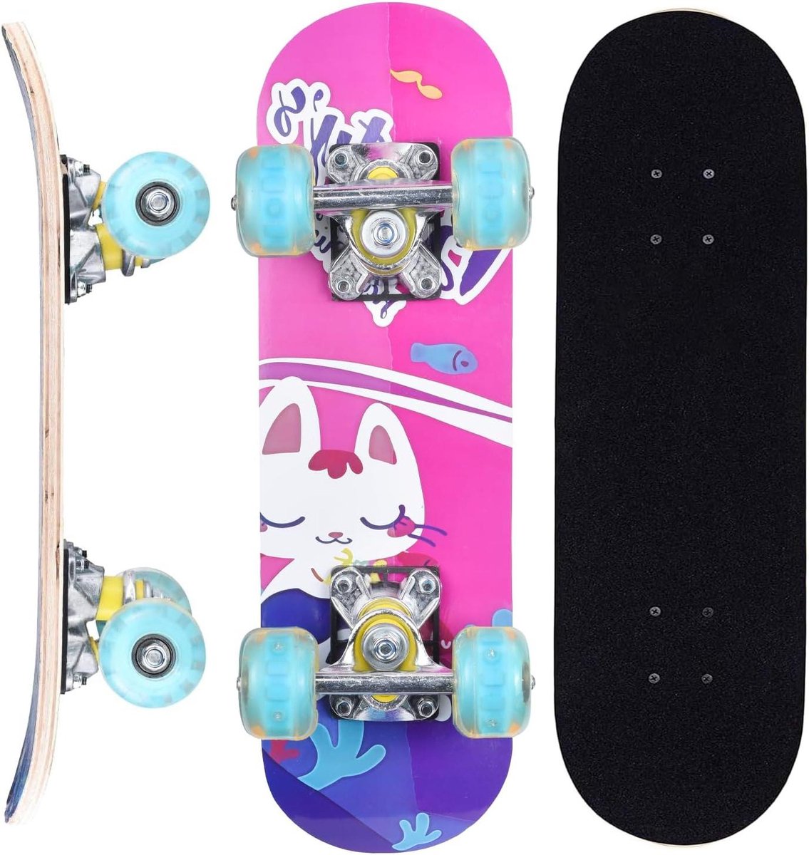 Compleet skateboard - Beginners board - Leren skateboarden - Wielen lichten op - 17 inch - Verschillende designs Skateonderdeel kopen online