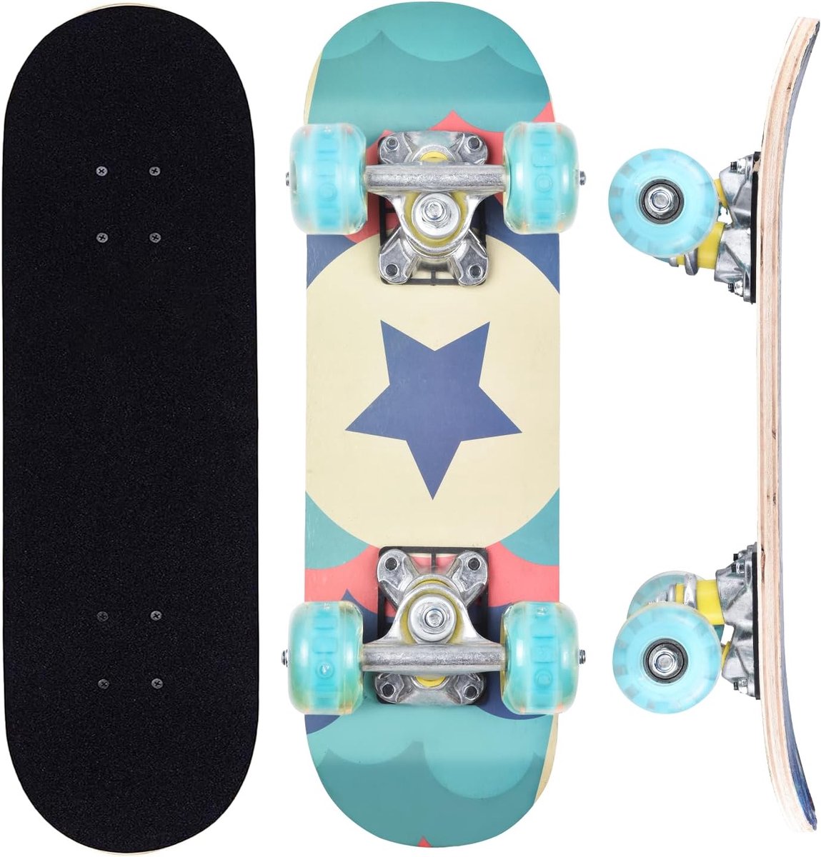 Compleet Skateboard - Beginners Skateboard - Outdoor Cruisen - Dubbel Kick Concave - 17 inch - Verschillende Ontwerpen Skateonderdeel kopen online