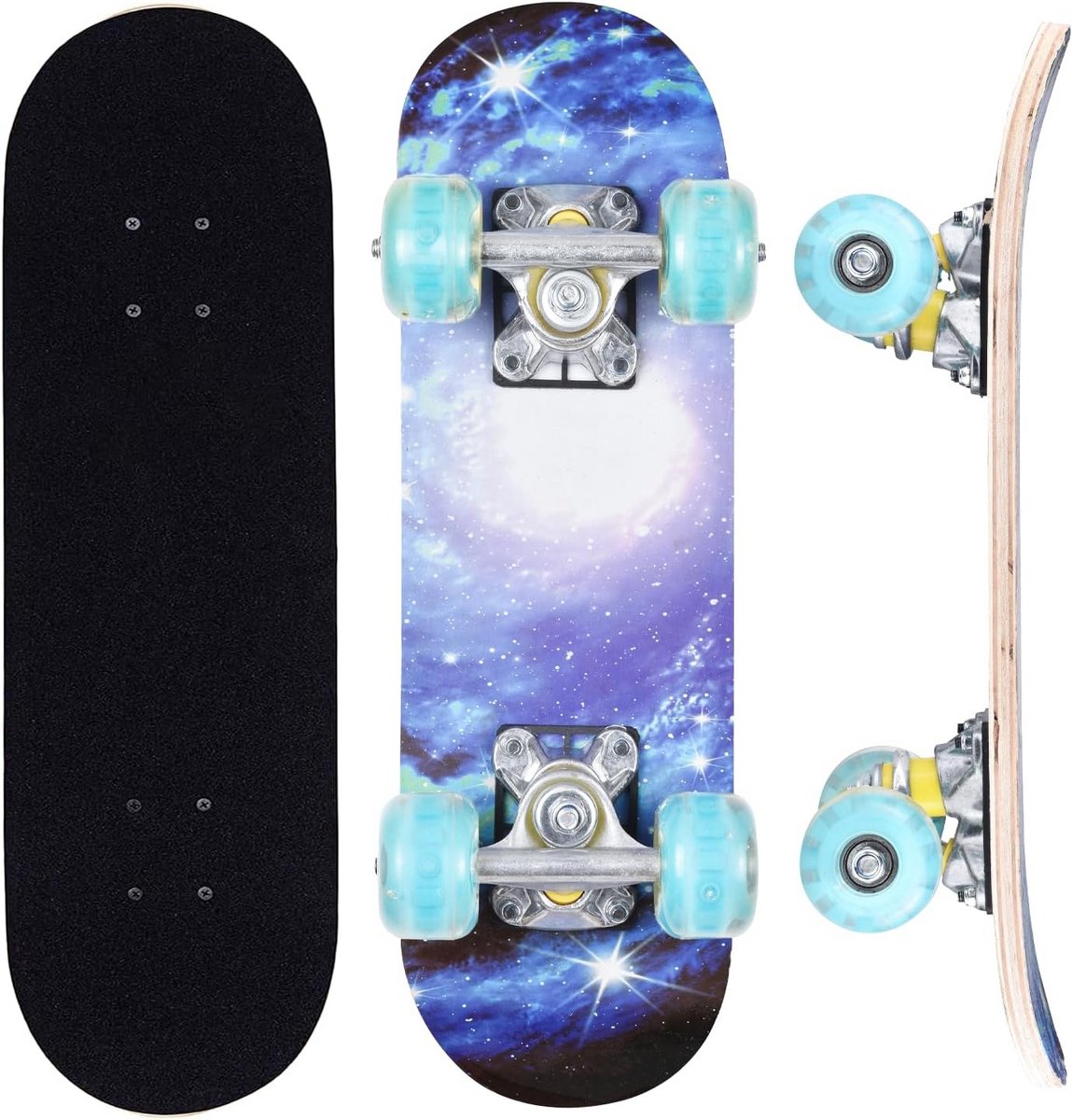 Compleet Skateboard - Beginnersboard - Buiten skateboarden - Dubbele kick concave - 17 inch - Vortex design Skateonderdeel kopen online