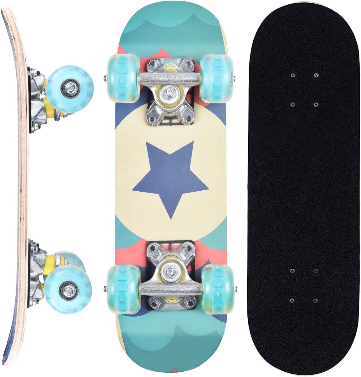 Compleet Skateboard - Beginnersboard - Buiten Skaten - Wielen Laten Licht - 17 Inch Deck - Verschillende Ontwerpen Skateonderdeel kopen online