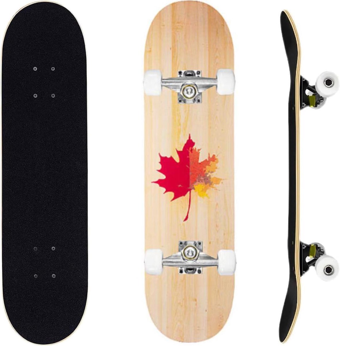 compleet skateboard beginnersboard vrij rijden 7 laags esdoorn hout 80 x 20 cm gekleurd