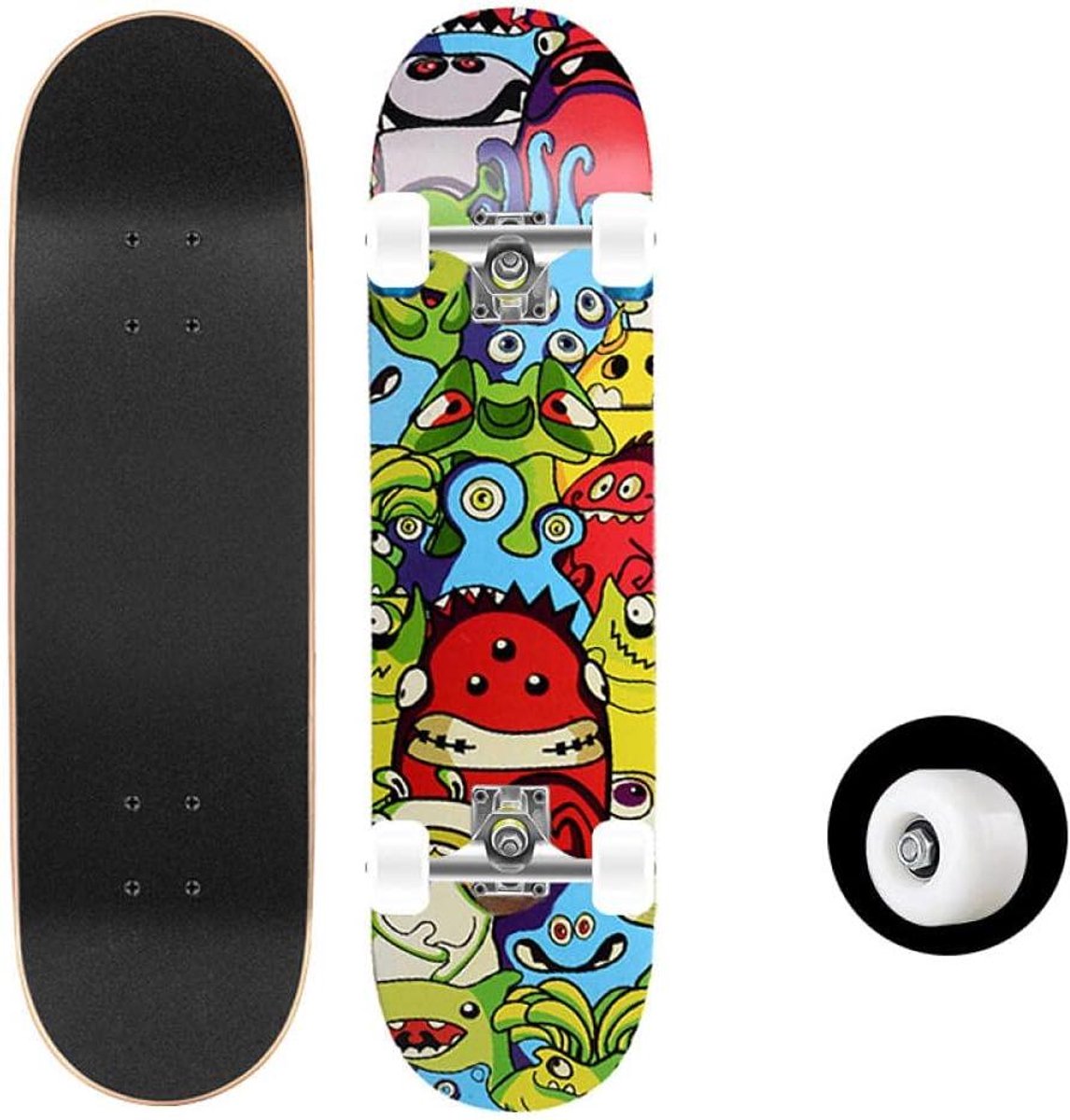 Compleet Skateboard - Longboard beginners - Street cruisen - 7-laags esdoornhout - 80 x 20 cm - Groen wit blauw Skateonderdeel kopen online