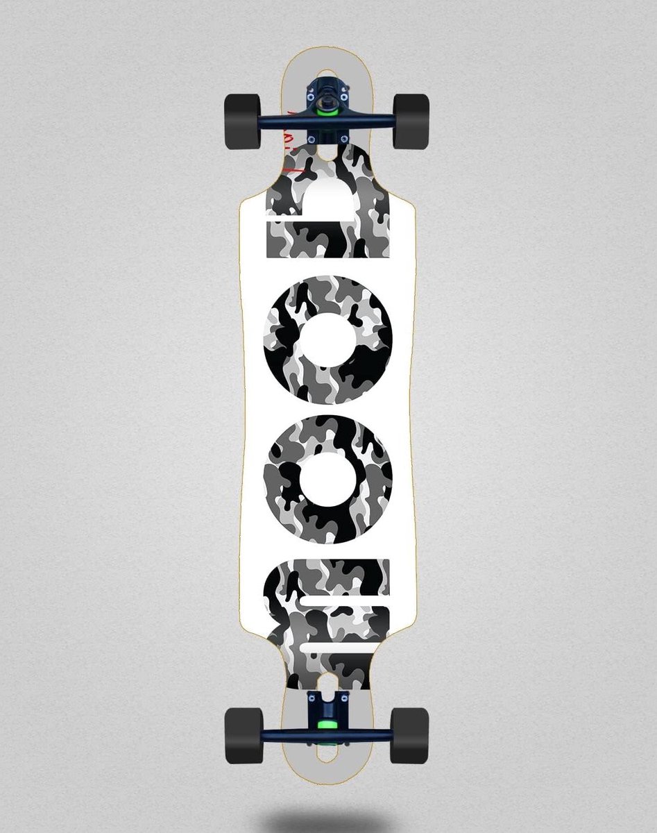 Compleet Skateboard - Longboard - Buiten skateboarden - Drop deck ontwerp - 40 inch - Wit Grijs Skateonderdeel kopen online