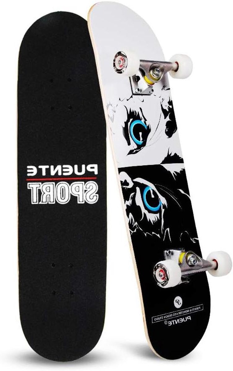compleet skateboard pro board trucs leren 7 lagen esdoornhout 79 cm persian cat