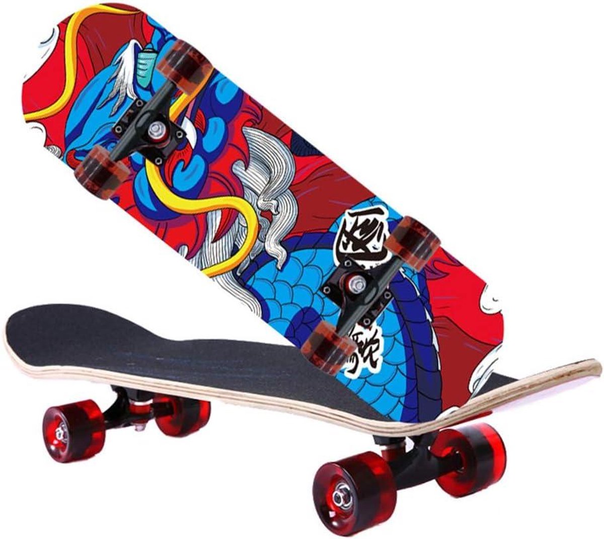 compleet skateboard trickboard stunts uitvoeren dubbele kicktail 80 cm zwart