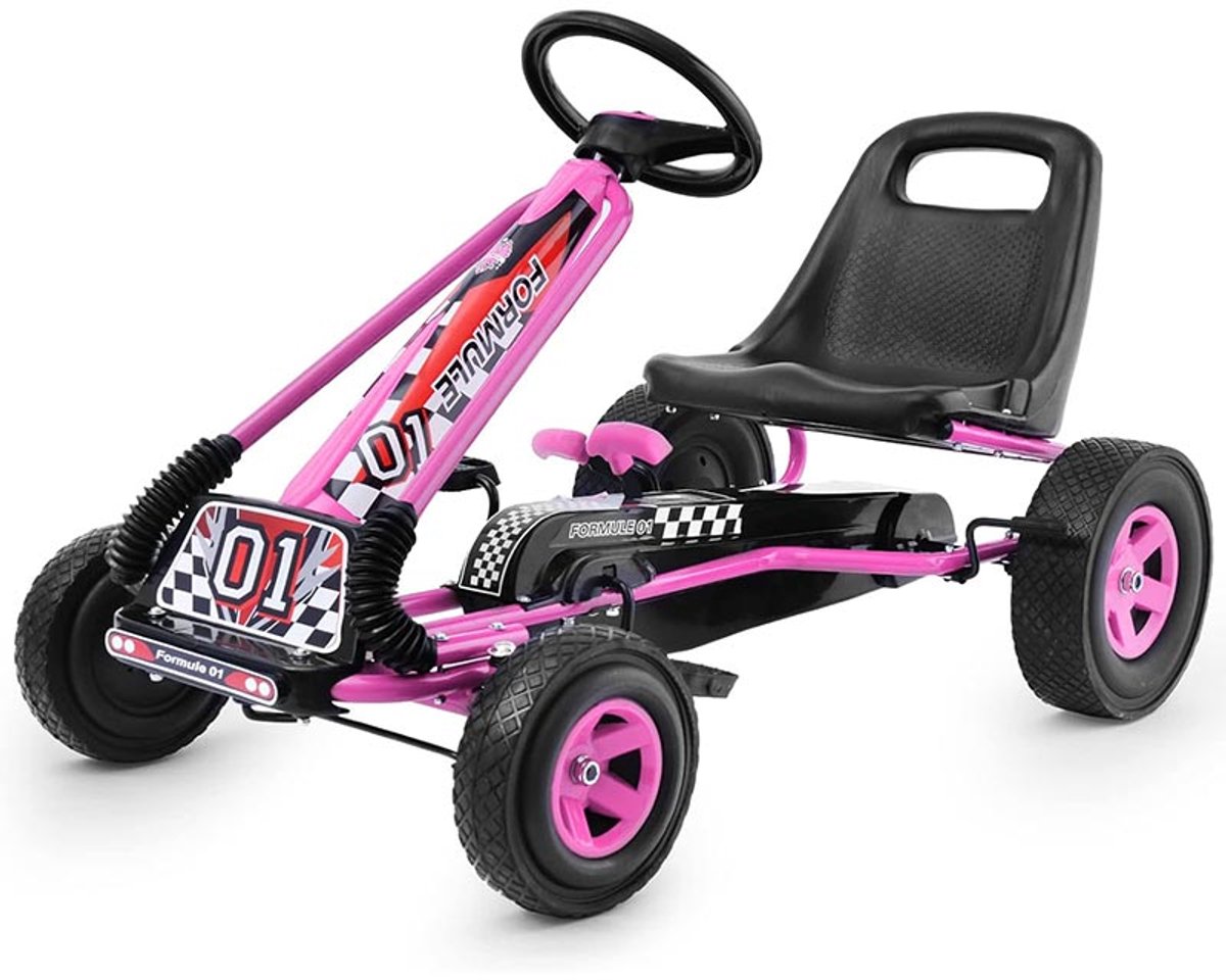 COSTWAY Gokart met handrem en verstelbare zitting, trapauto met voor- en achteruit, Go Cart voor kinderen vanaf 3 jaar, pedaalvoertuig, kindervoertuig, 98 x 59 x 61 cm (roze) Trapauto kopen online