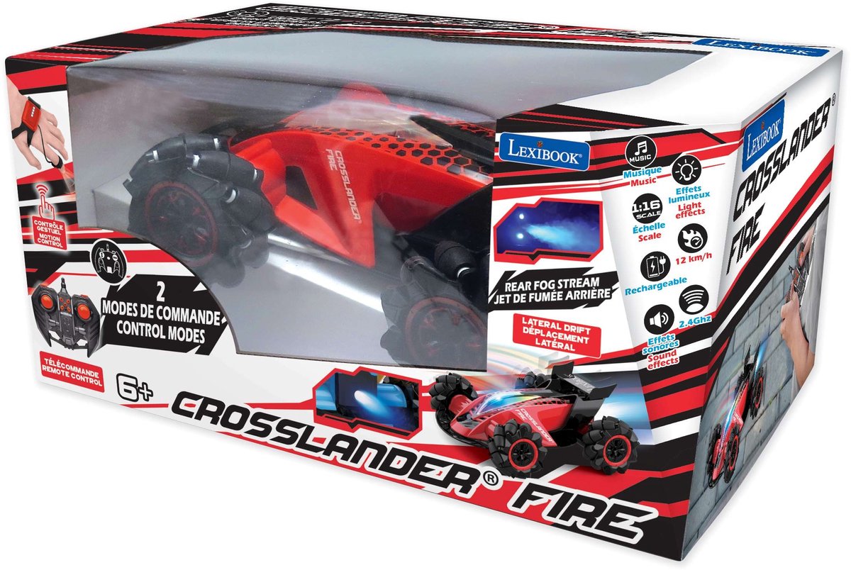 Crosslander® Fire - Oplaadbare Radiogestuurde Auto met waterdamp, verlichting en geluid met zowel bewegings- als afstandsbediening Speelgoedaccuvoertuig kopen online