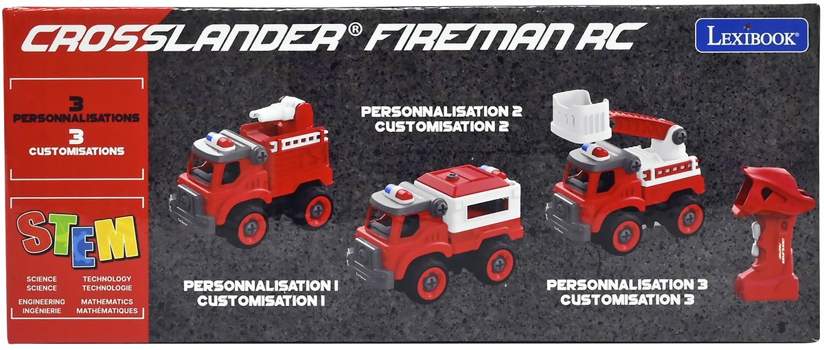 crosslander fireman 3 in 1 brandweerwagen set met elektrische boor