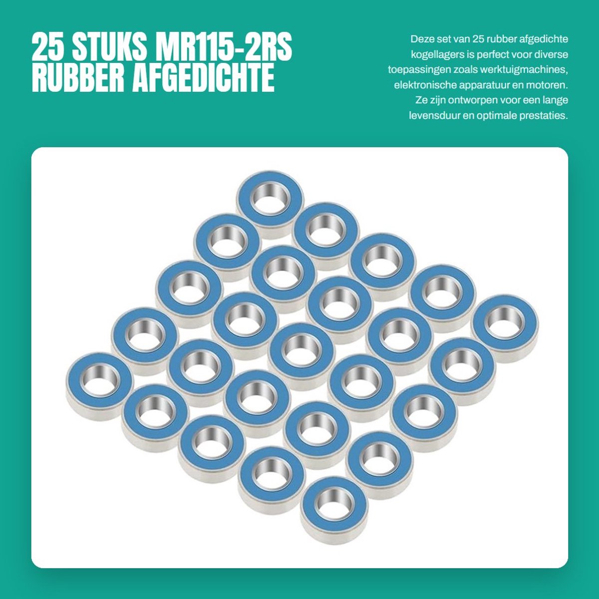 dailygoods 25 stuks mr115 2rs rubber afgedichte kogellagers