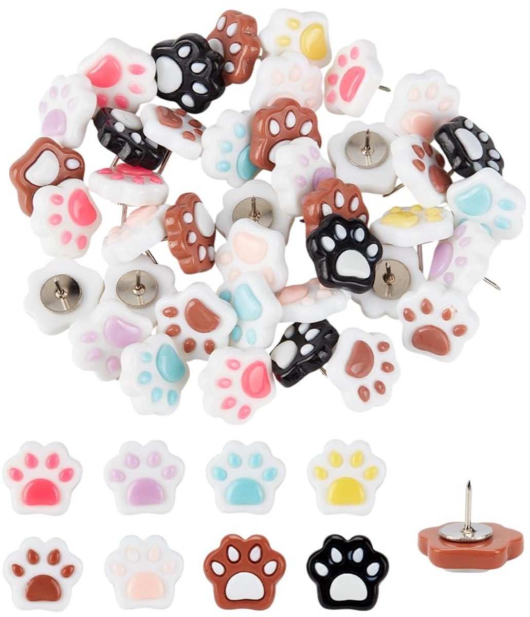 dailygoods 40 pcs paw print thumbtacks decoratieve duimnagels voor cork boards