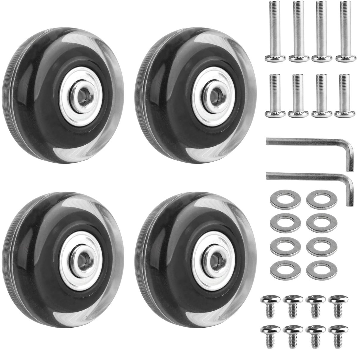 dailygoods bagagewielen vervangset 50x18mm kofferwielen rubber slijtvast roestvrij staal eenvoudige installatie