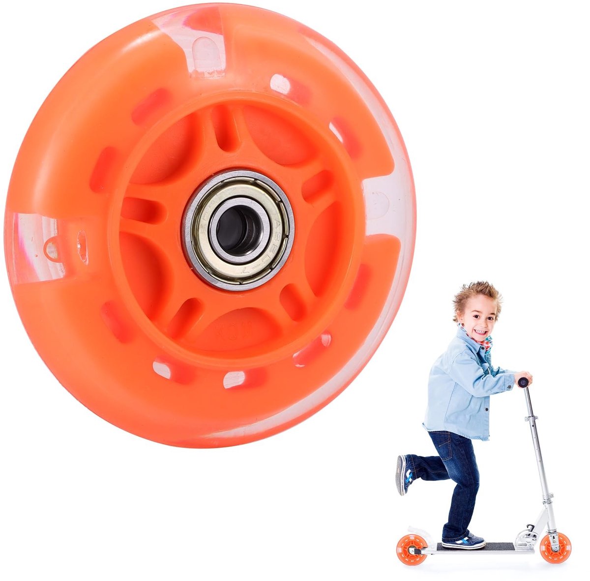 dailygoods reservewielen 80 mm led flash wiel skate wielen knipperende rollichten abec 7 voor kinderen jongeren geschikt voor mini maxi steppen scooterwielen
