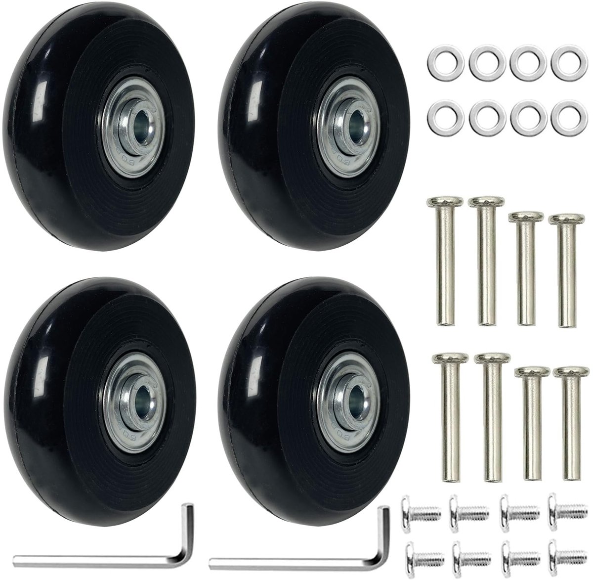 dailygoods set van 4 rubber vervangingswielen voor koffers universele wielmaat 50 x 18 mm