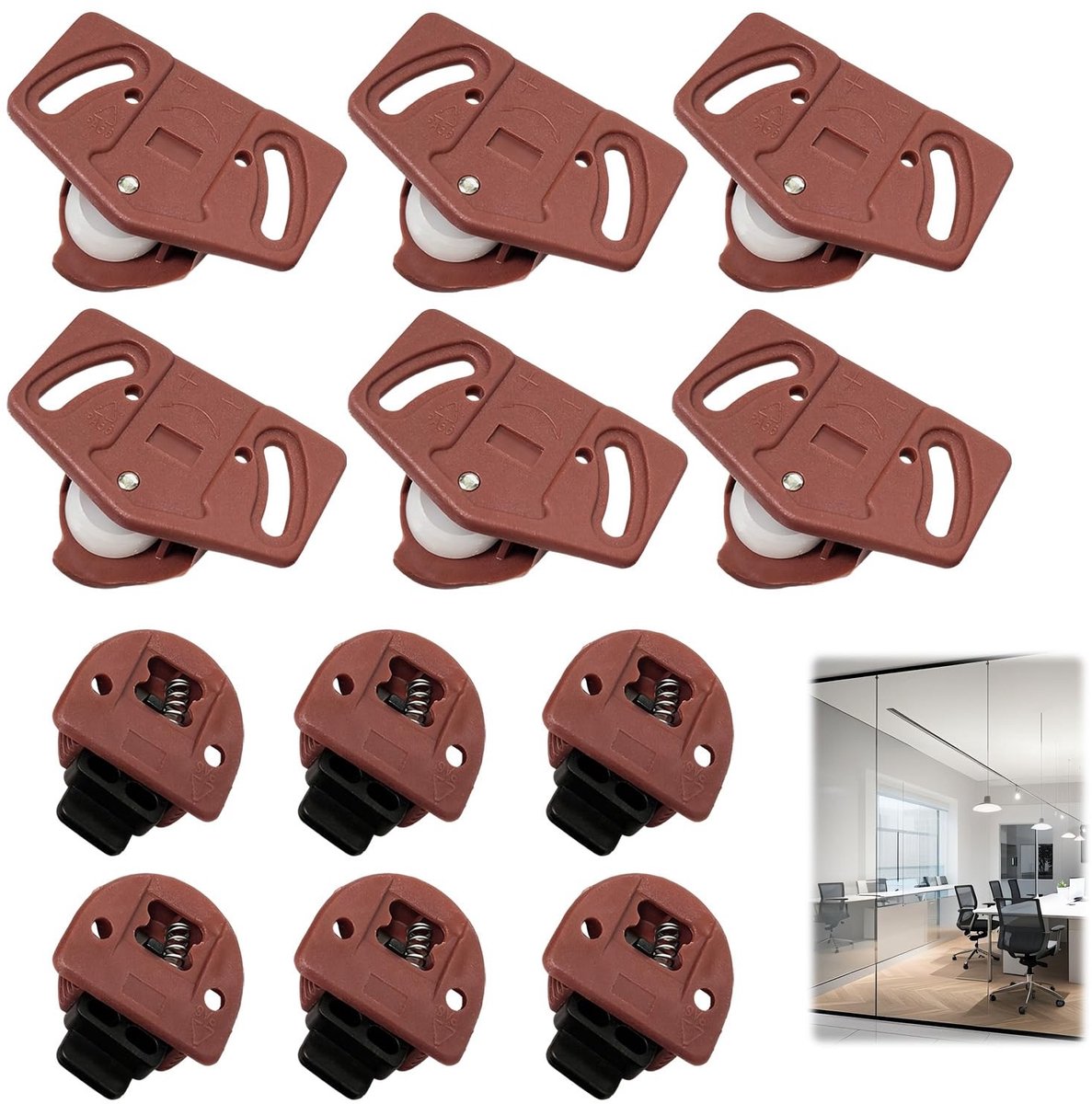 dailygoods stille wielen set van 6 schuifdeurwielen geleiders eenvoudige installatie hoogwaardig nylon intrekbare bovenste wielen