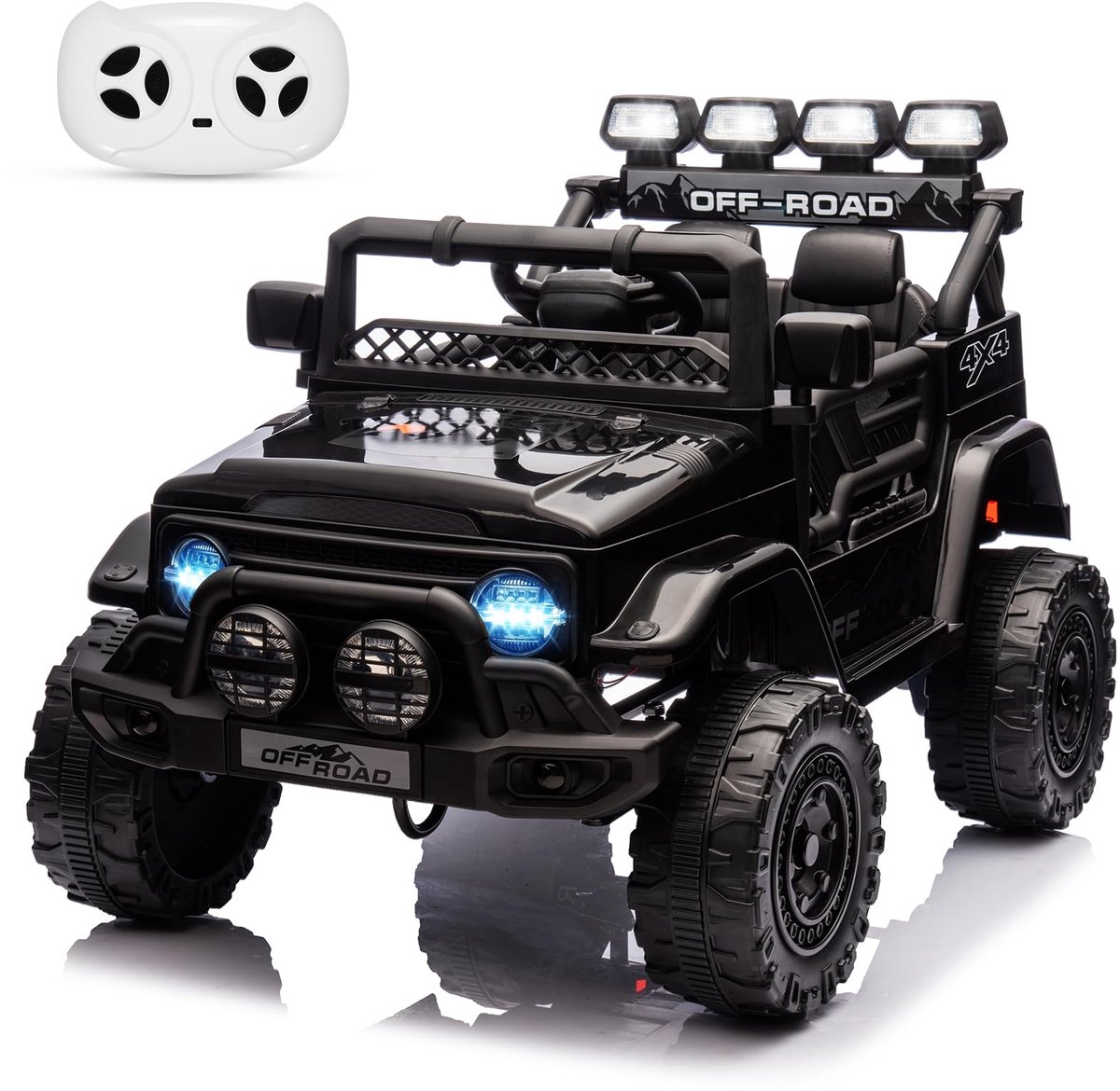 Danky Auto - Elektrische Kinderauto 12V - Zwart - 2.4G Afstandsbediening - 3 Snelheden - LED & Muziek - 3-8j Speelgoedaccuvoertuig kopen online