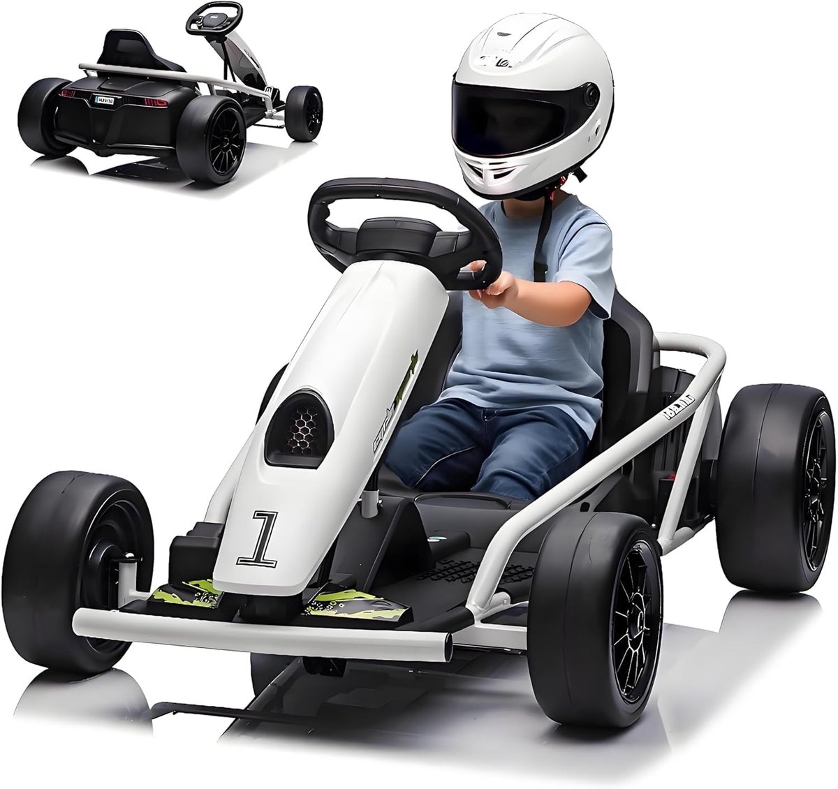 danky elektrische drift kart 24v 2 12v 9ah accu s driftfunctie max snelheid kunststof metaal geschikt voor kinderen 8 tot 12 jaar eu stekker eu stekker wit