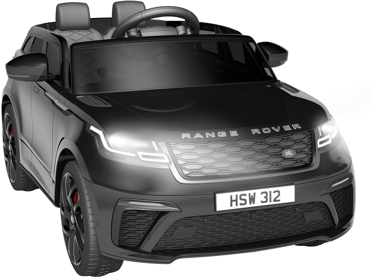 danky elektrische kinderauto 12v officieel gelicentieerde land rover accuvoertuig met afstandsbediening luxe ride on met lederen zitje eva banden soft brake mp3 zwart 3 tot 8 jaar wit