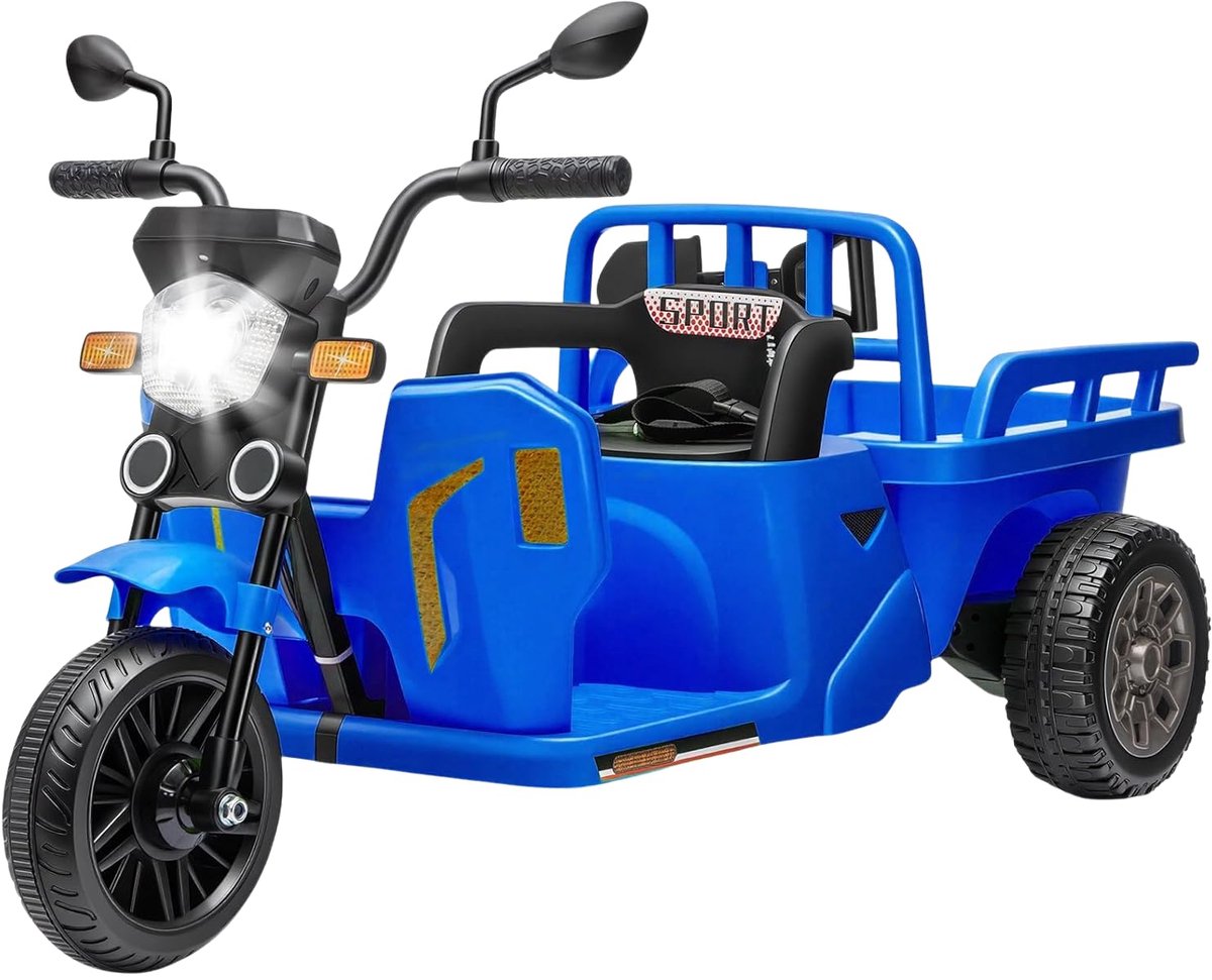 Danky Motor - Elektrische Kindermotor 12V - Donkerblauw - Aanhanger & Schep - Afstandsbediening - Bluetooth & LED - 3-6j Speelgoedaccuvoertuig kopen online