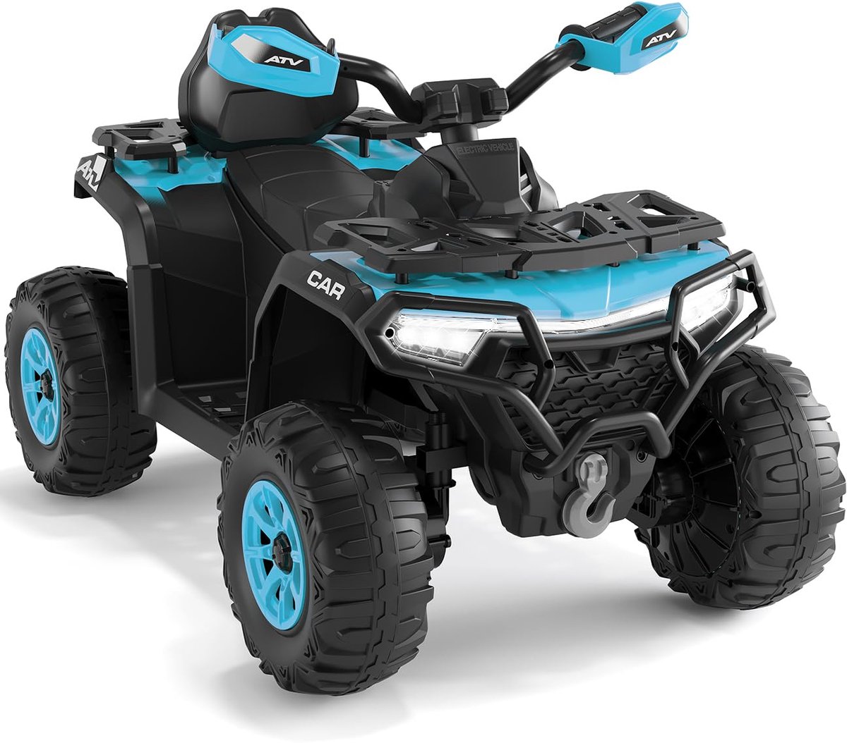 Danky Quad - Elektrisch Kinderquad 12V - Lichtblauw - Afstandsbediening - 2 Motoren & Vering - LED & Bluetooth - 95x56x55 cm Speelgoedaccuvoertuig kopen online