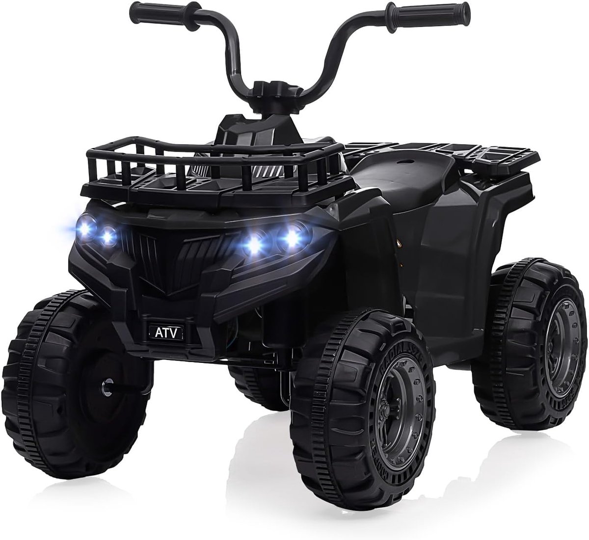 danky quad elektrisch kinderquad 12v zwart atv led muziek 2 5j