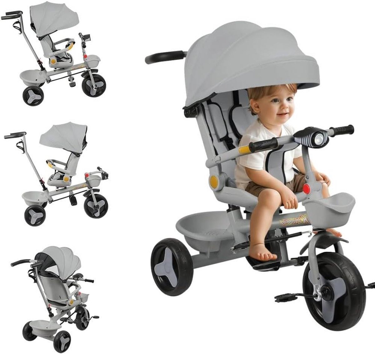 Driewieler 4-in-1 - Kinderfiets Loopfiets - Buiten Spelen - Modulaire Structuur - 46 x 75 x 106 cm - Grijs Driewieler kopen online