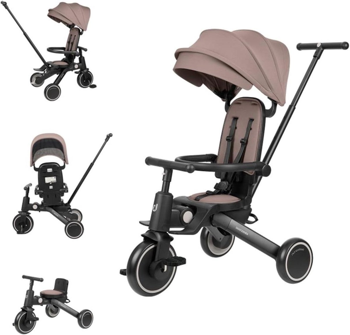Driewieler 5-in-1 - Kinderfiets Loopfiets - Buiten Spelen - Inklapbaar Ontwerp - 54 x 52 x 98 cm - Beige Driewieler kopen online
