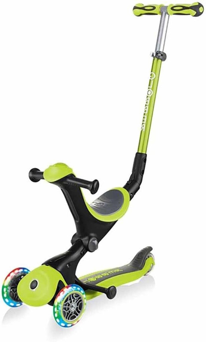 driewieler deluxe lights loopfiets kinderen buiten spelen verstelbare stuurhoogte 121 millimeter wiel limoengroen
