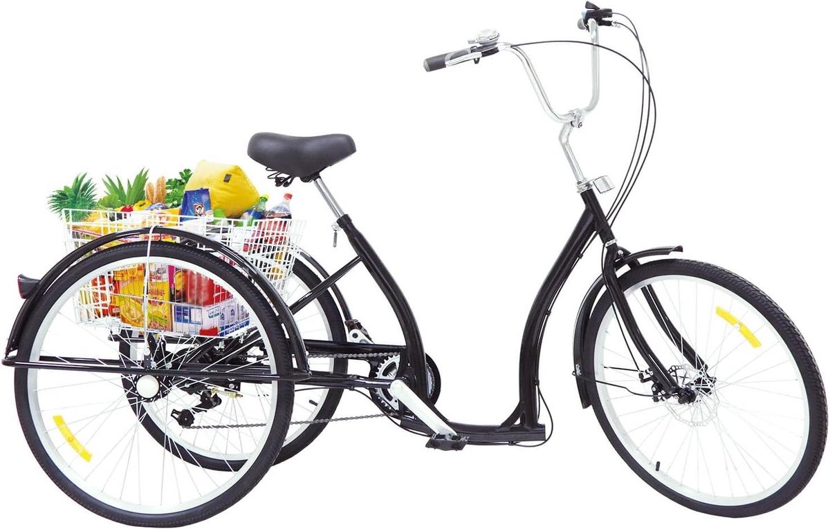 Driewieler Fiets - Volwassen Trike - Stad en Strand - Hoge Laadcapaciteit - 26 Inch Wielen - Zwart Driewieler kopen online