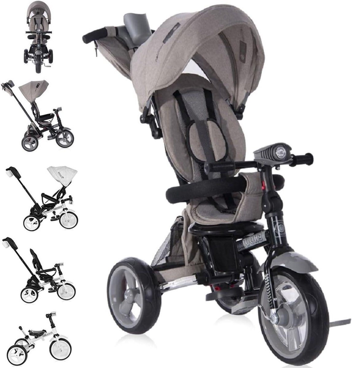 driewieler inklapbaar kinderfiets kinderen vervoeren draaibare zitting 84 x 49 x 106 cm donkergrijs