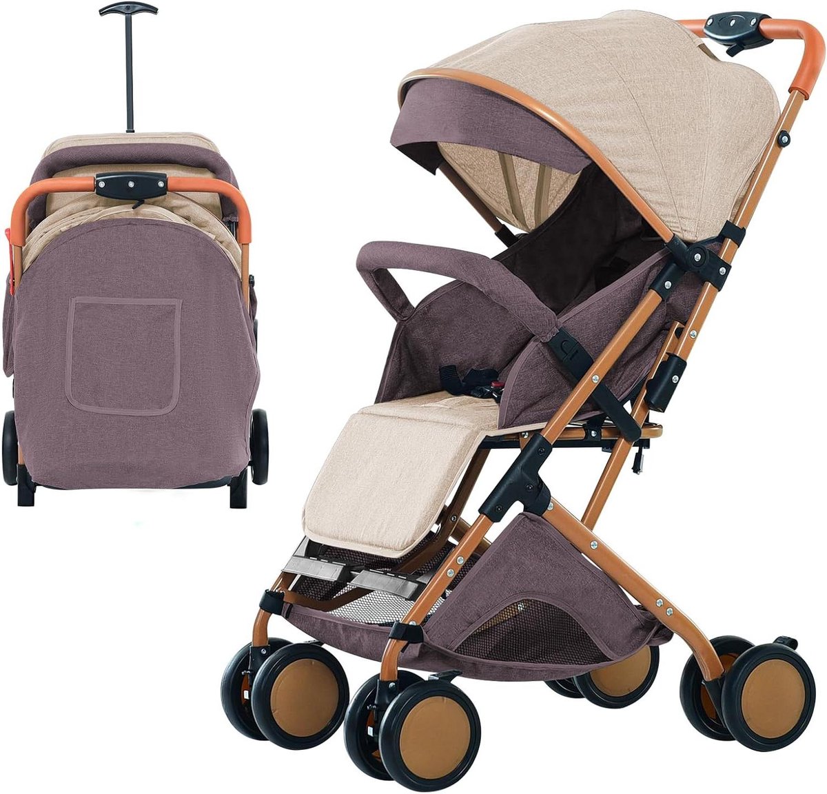 Driewieler Kinderwagen - Loopfiets Babyfiets - Veilig Vervoer - 5-in-1 Functie - Tot 25 kg - Kaki Driewieler kopen online