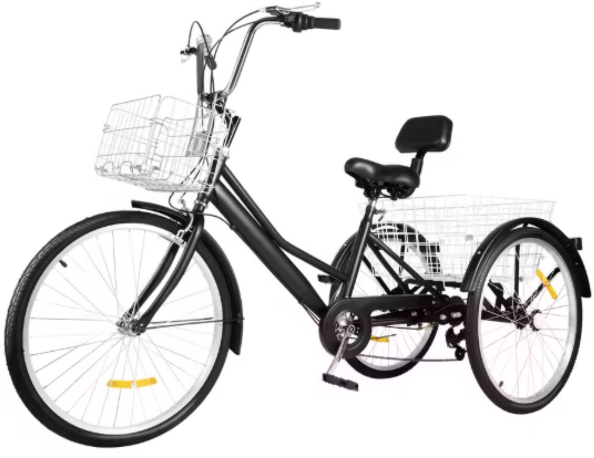Driewieler London 120KG Zwart - Verstelbaar, 7 versnellingen en Fiets voor volwassenen en senioren - Voor Volwassenen en Senioren Driewieler kopen online