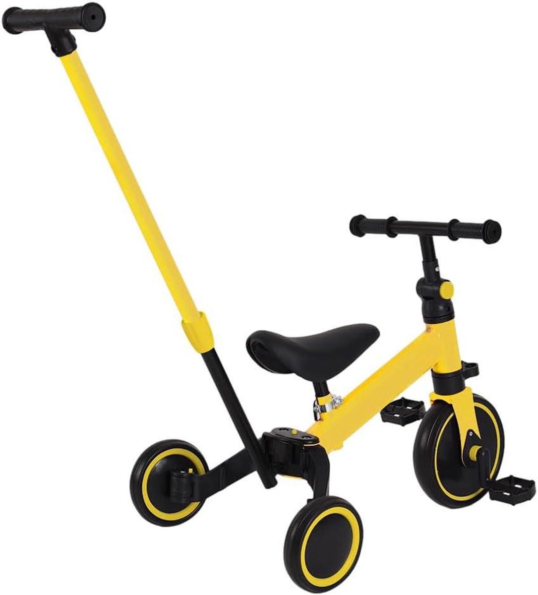 Driewieler Loopfiets - Kinderfiets Peuters - Leren Fietsen Lopen - 4-in-1 Converteerbaar - 60 x 42 x 49 cm - Geel Driewieler kopen online