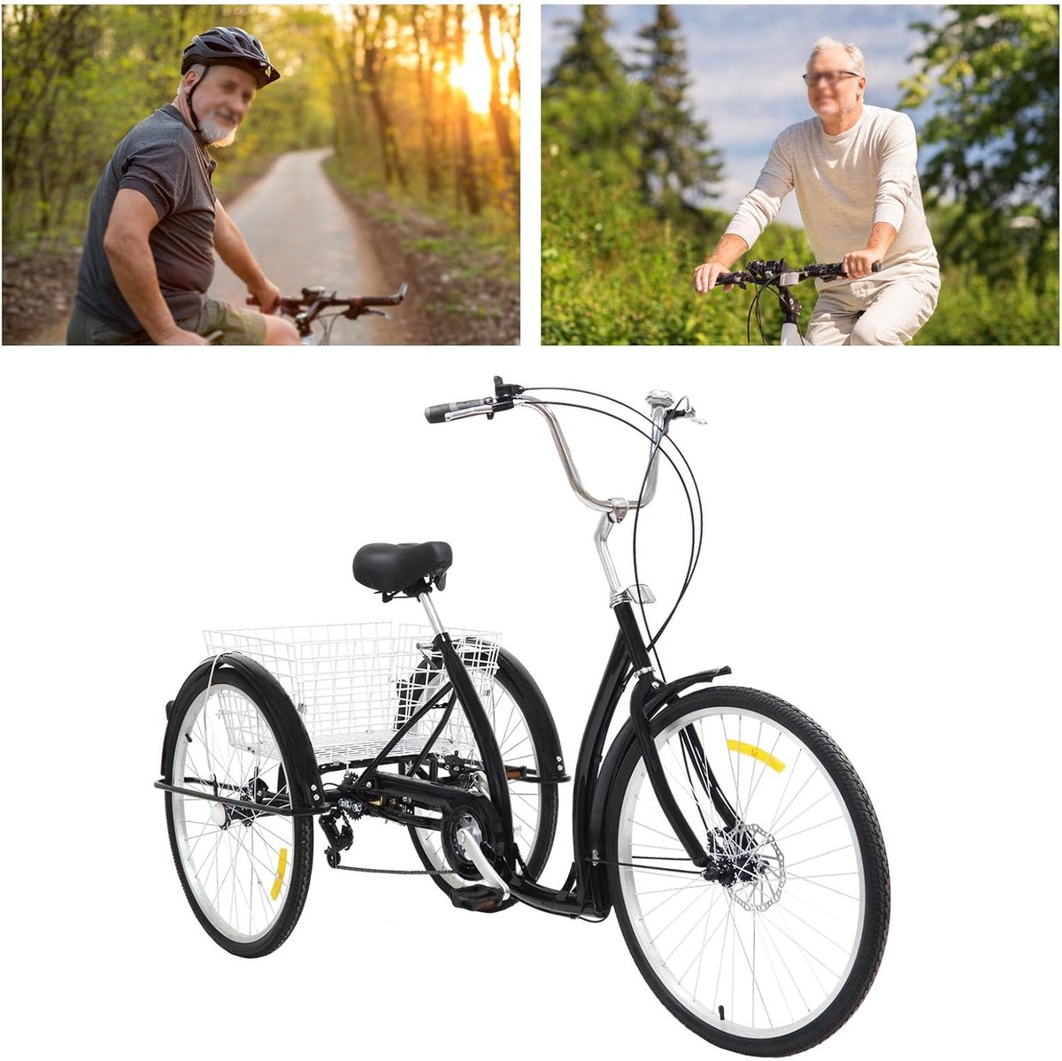 Driewieler Volwassenen - Driewieler Fiets - Boodschappen Vervoeren - Robuust Staal Frame - 26 Inch Wielen - Zwart Driewieler kopen online