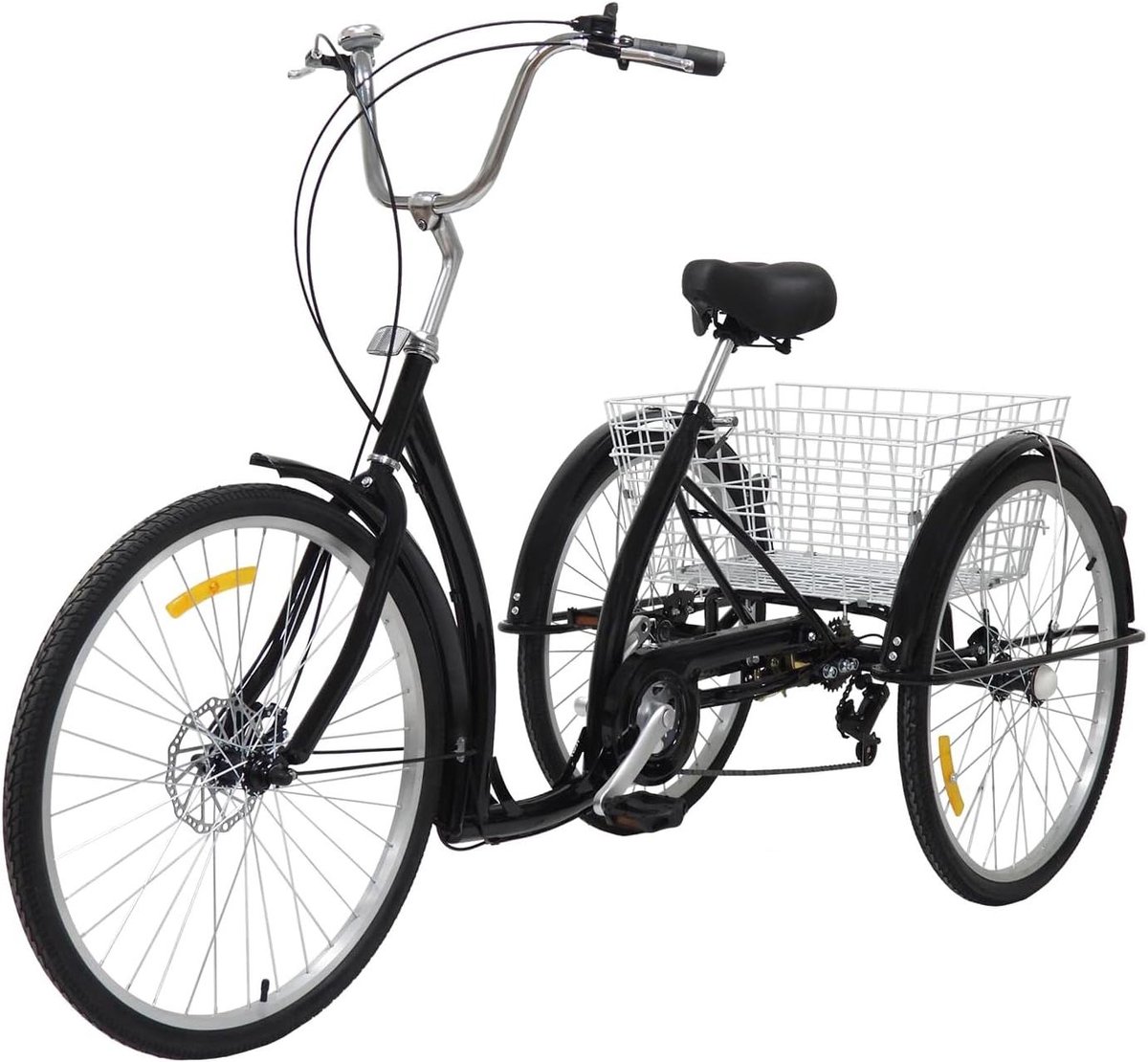 driewieler voor volwassenen drie wieler comfortabel transport 6 versnellingen 26 inch zwart