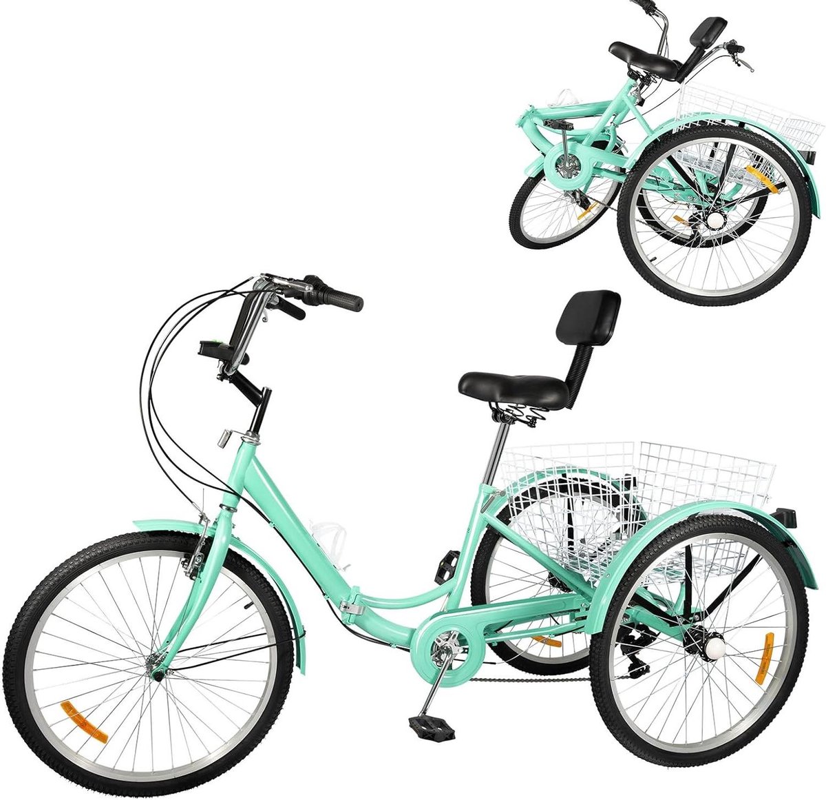 Driewieler voor volwassenen - Driewieler fiets - Boodschappen doen - Opvouwbaar ontwerp - 24 inch - Groen Driewieler kopen online