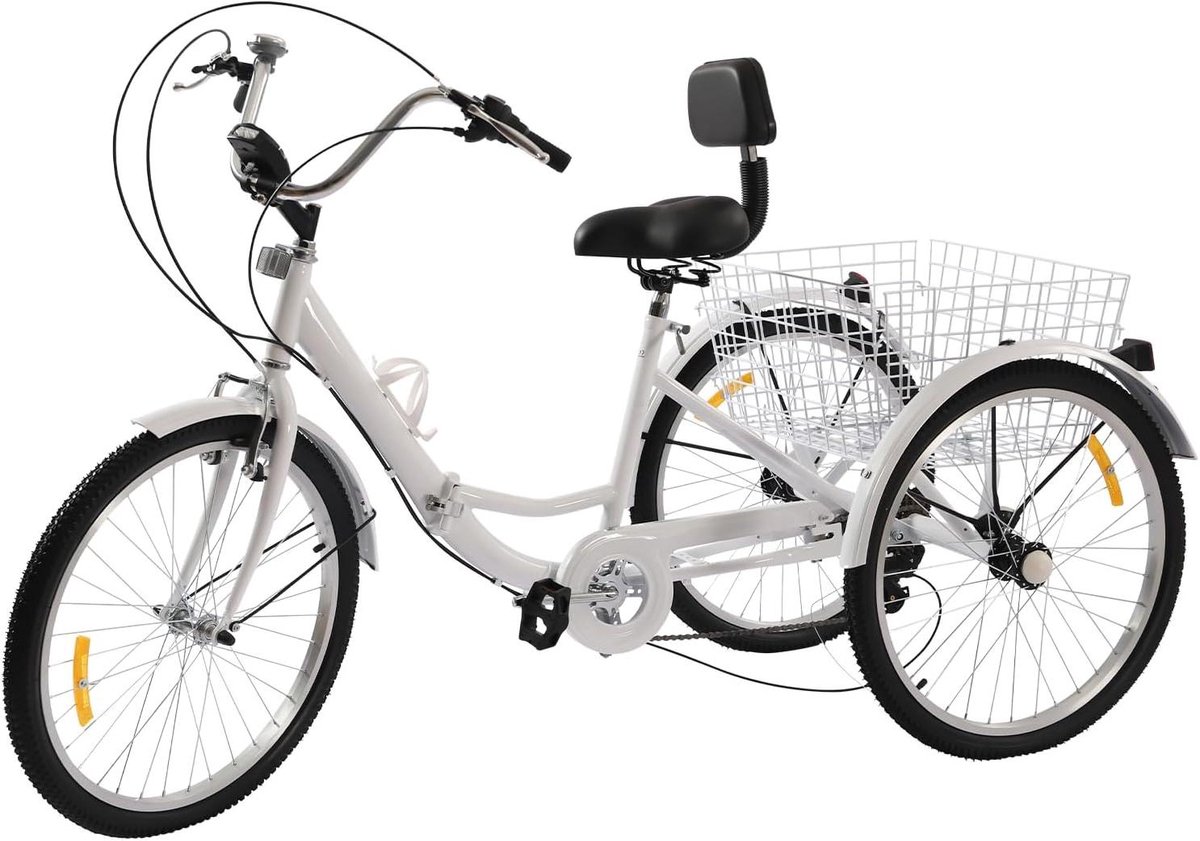 Driewieler voor volwassenen - Driewieler fiets - Comfortabel transport - Opvouwbaar design - 24 inch - Wit Driewieler kopen online