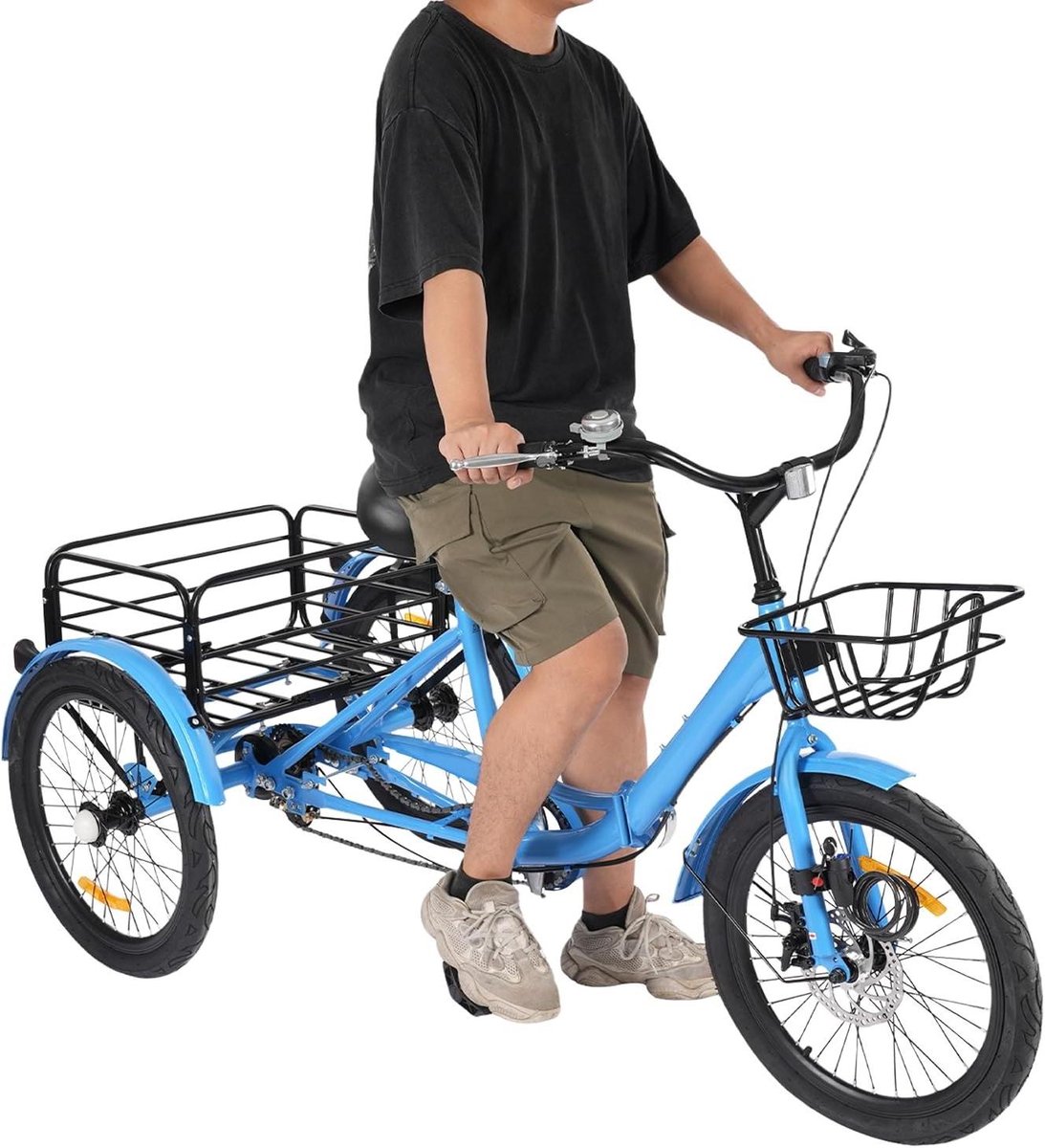 Driewieler voor Volwassenen - Opvouwbare Fiets Lastfiets - Boodschappen Doen - 7 Versnellingen - 20 Inch Wielen - Blauw Driewieler kopen online