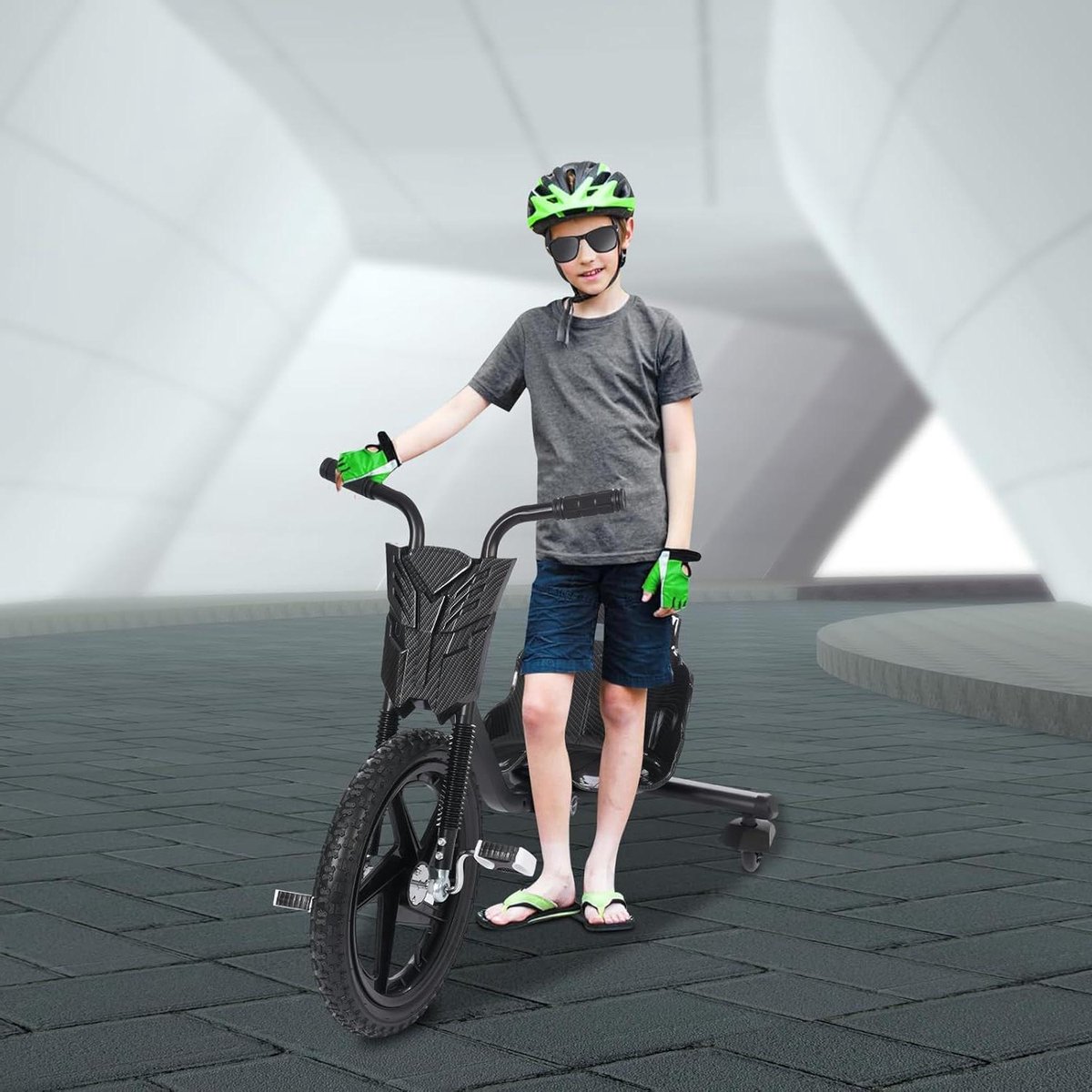 drift scooter driewieler buiten spelen 360 graden beweging max 80 kg zwart