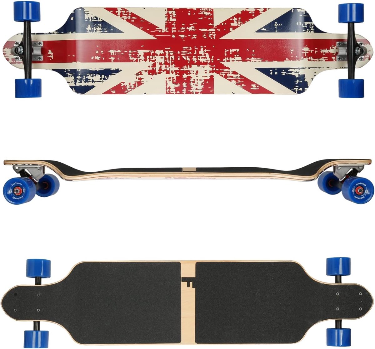 drop down longboard skateboard cruiser hoge snelheden dieper standpunt 104 cm bruin