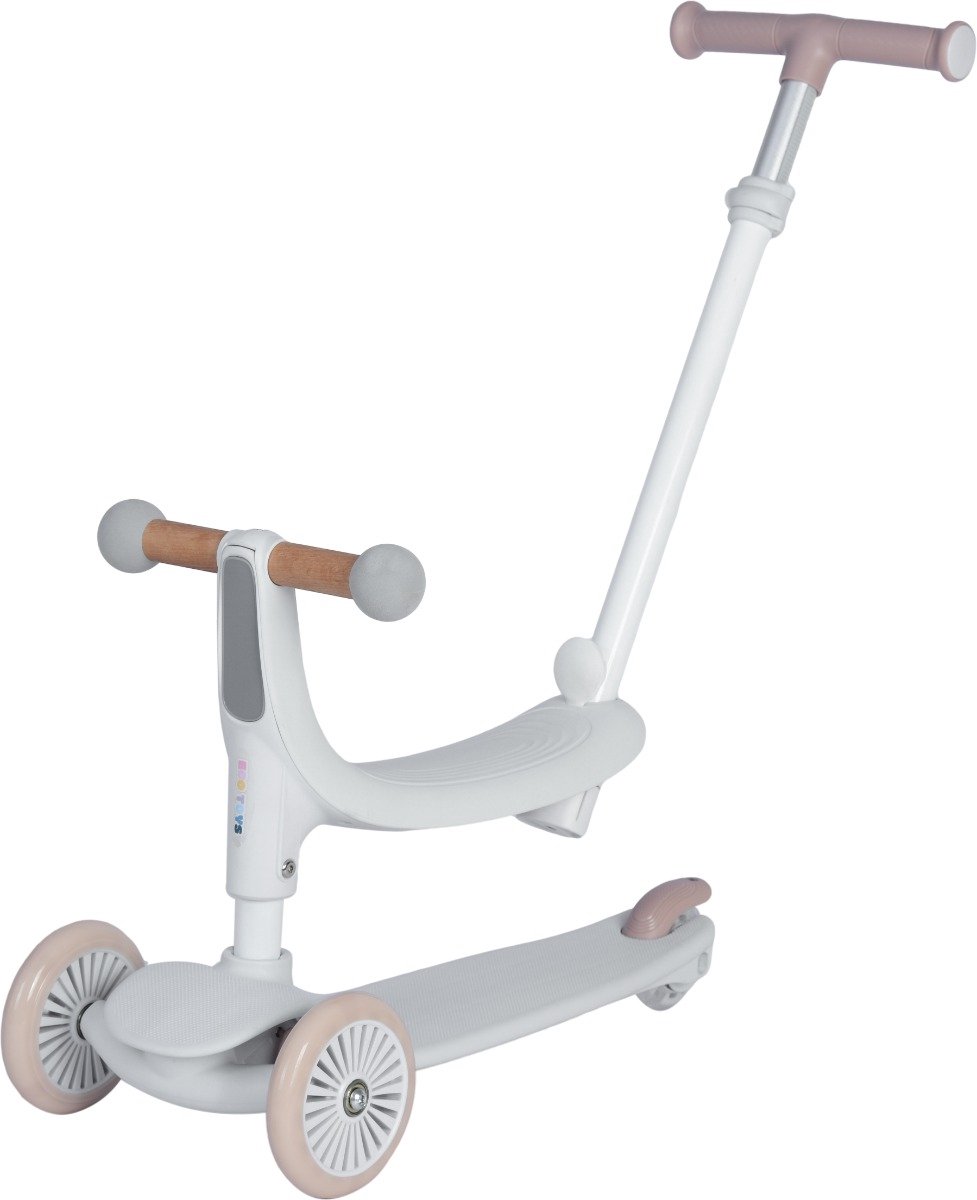 Eco Toys Flynn Wit/Beige 2-in-1 Kinderstep met Duwstang Loopfiets kopen online