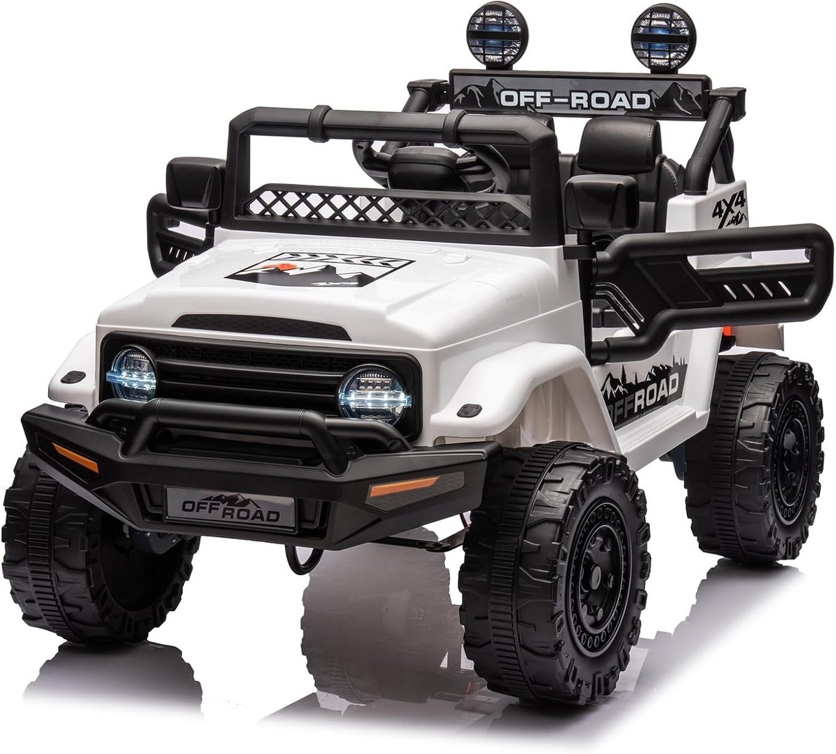 Elektrische kinderauto 12 V met afstandsbediening 2,4 GHz – veiligheidsvoertuig met instelbare snelheid, LED-verlichting en muziek – voor kinderen van 3 tot 8 jaar - Wit Speelgoedaccuvoertuig kopen online