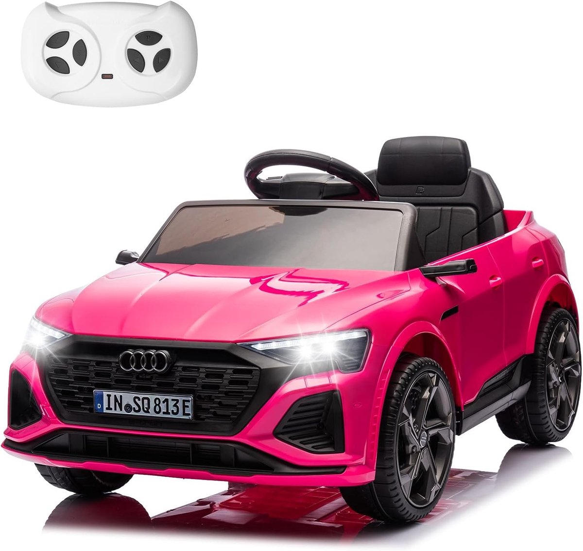 elektrische kinderauto 12v luxe sportieve suv met afstandsbediening bluetooth muziek led verlichting soft start veiligheidsgordel 3 5 km u roze