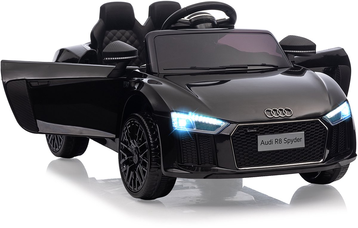 elektrische kinderauto audi r8 6v ride on auto met 2 motoren elektrisch auto voor kinderen met muziek led verlichting afstandsbediening zwart