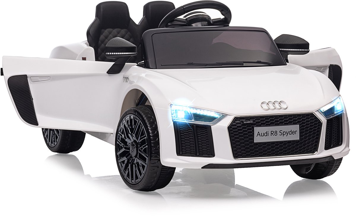 elektrische kinderauto audi r8 6v ride on auto met 2 motoren elektrisch kinderauto met muziek koplampen afstandsbediening wit