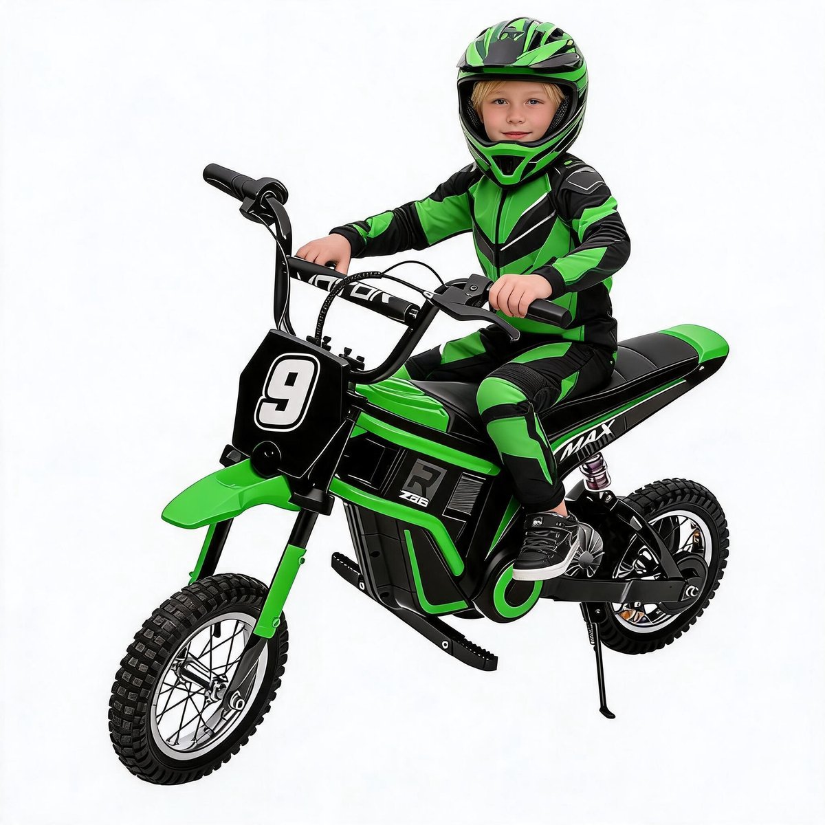elektrische kindermotor groen 250w motor 2 12v7ah accu metaal plastic frame 25 9kg stabiel veilige kinder motorfiets sx2328 europese normen groen