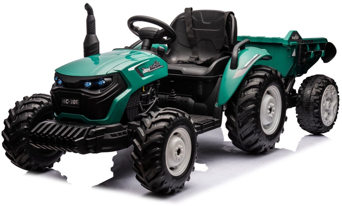 Elektrische kindertractor met aanhanger 24V Groen Speelgoedaccuvoertuig kopen online