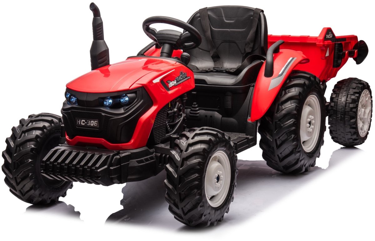 Elektrische kindertractor met aanhanger 24V Rood Speelgoedaccuvoertuig kopen online