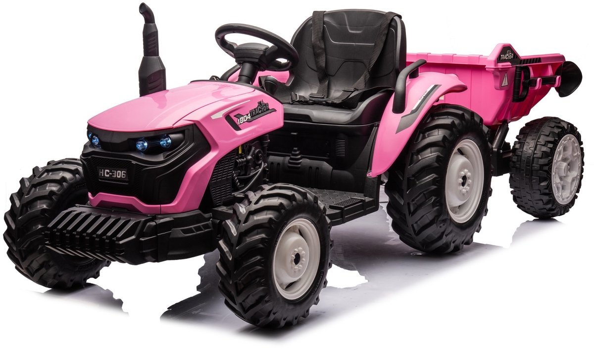 Elektrische kindertractor met aanhanger 24V Roze Speelgoedaccuvoertuig kopen online