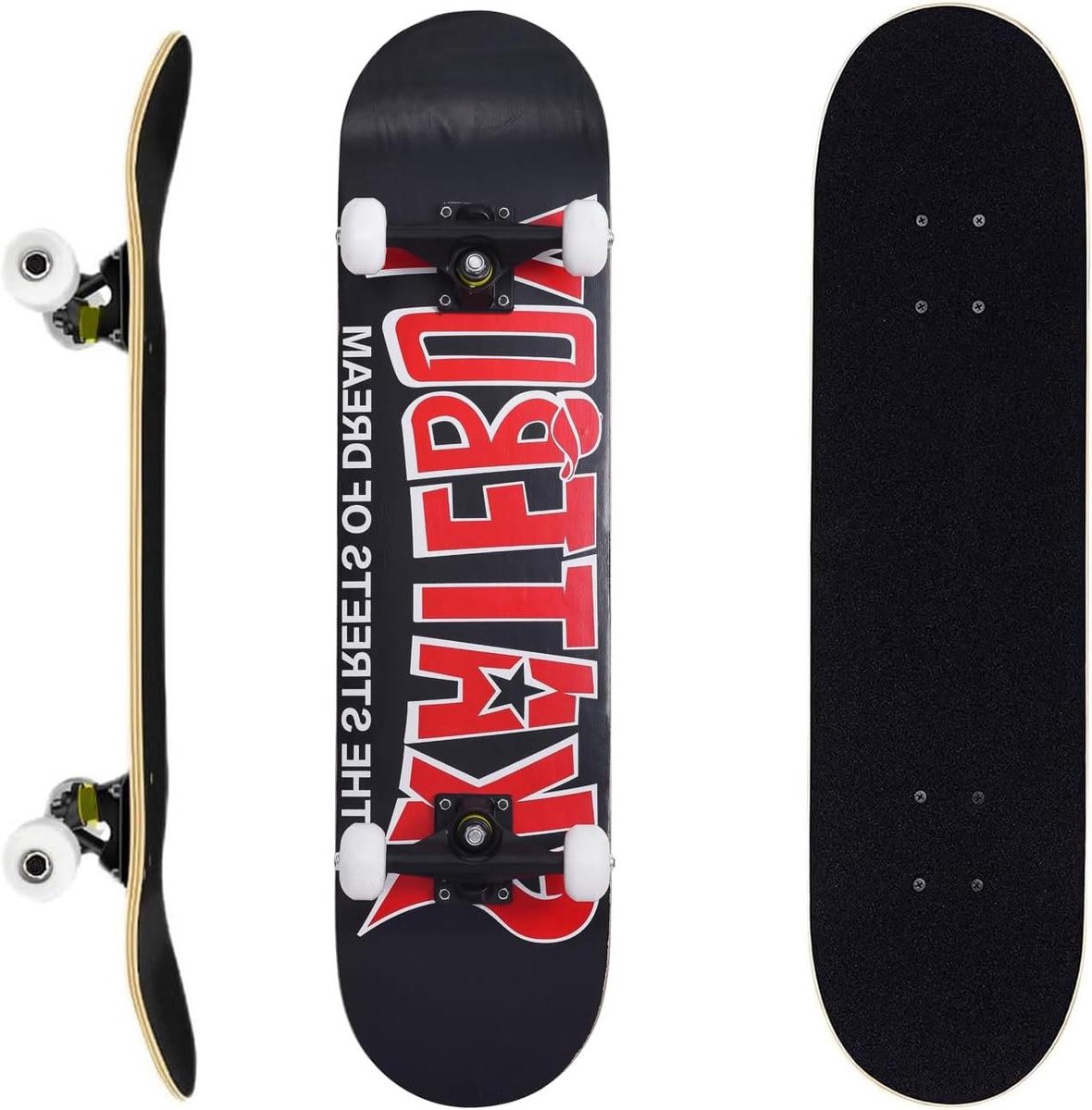 ernan compleet skateboard voor beginners 70 x 20 cm 70 x 20 cm double kick skateboard voor kinderen tieners en volwassenen met skate t tool zwart rood