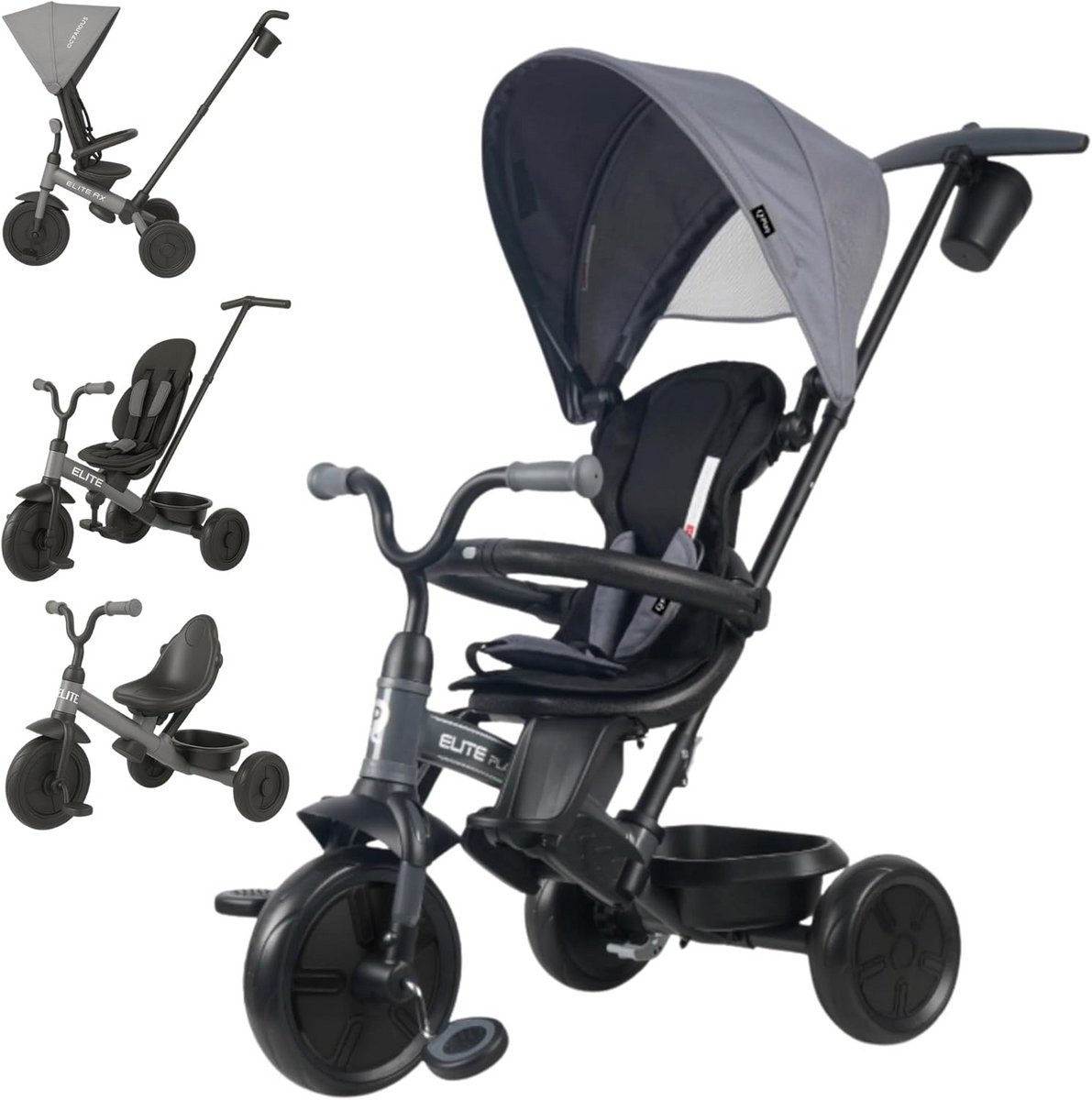 Evolutionaire driewieler - Kinderdriewieler met duwstang - Kind Ontwikkeling - 360 graden draaibare zitting Driewieler kopen online